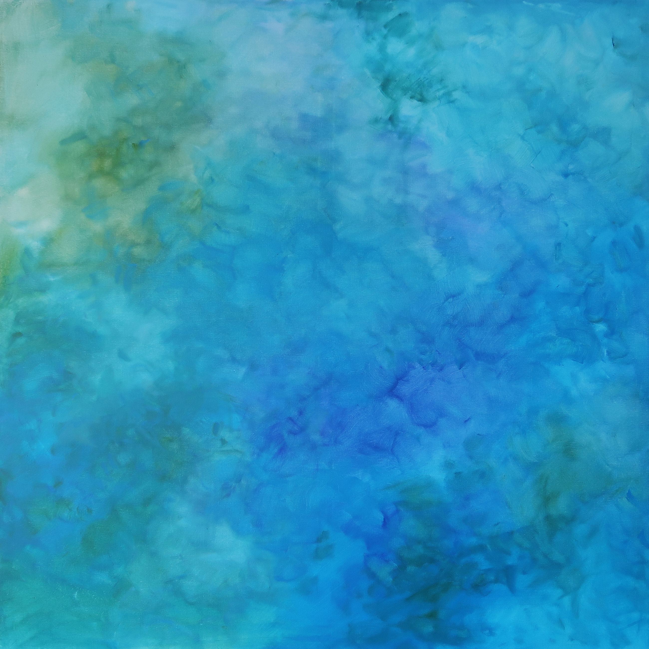 Hydrangeas, Acrylic on canvas, 100 × 100 cm