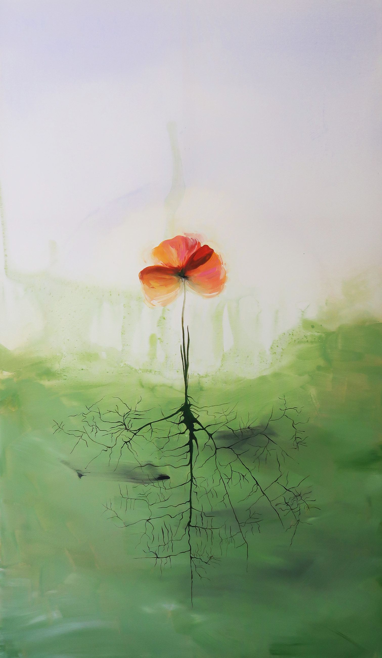 Roots, Acrylic on canvas, 90 × 155 cm